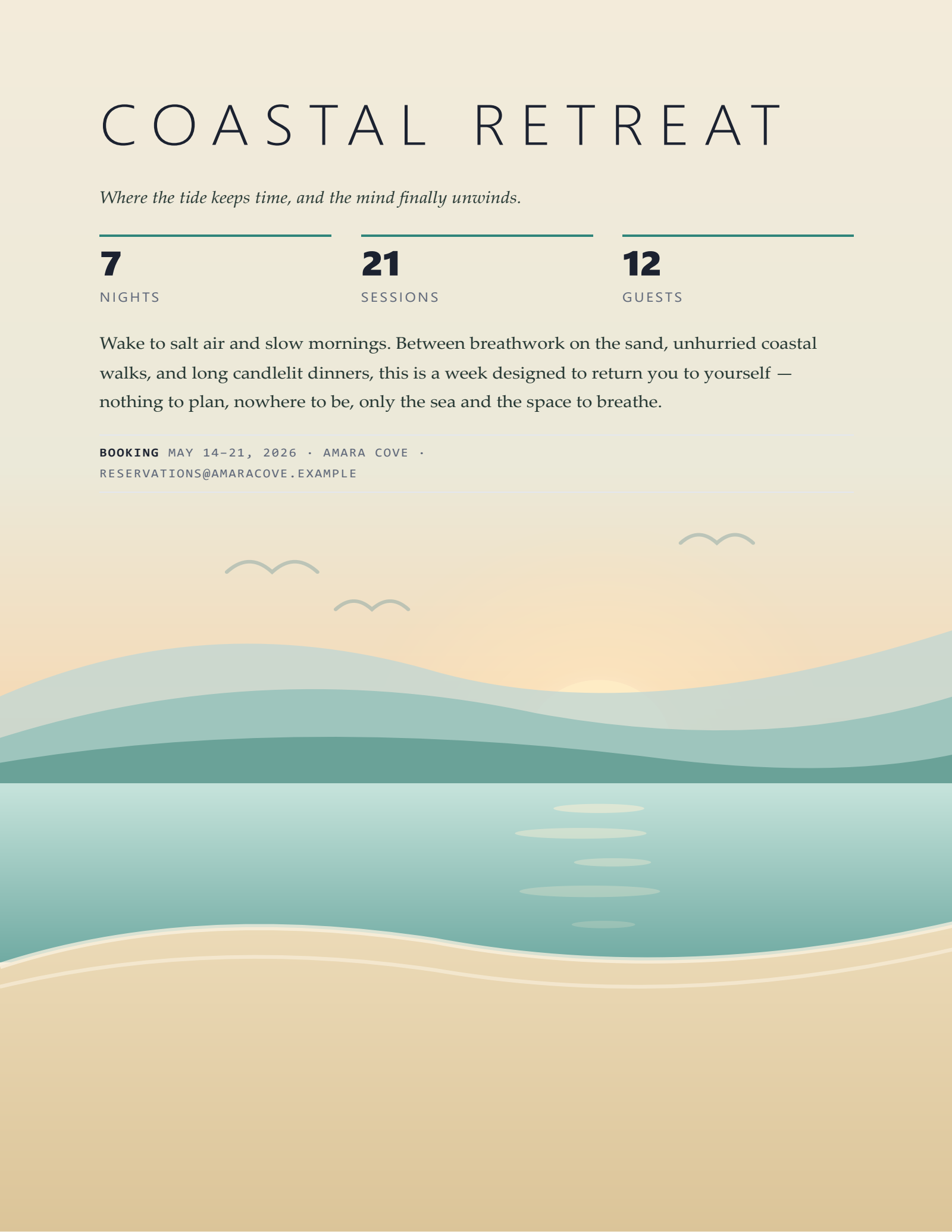 Xardas Pages coastal retreat — Turn a plain request into a beautifully designed document — powered by an AI that runs entirely on your own machine.