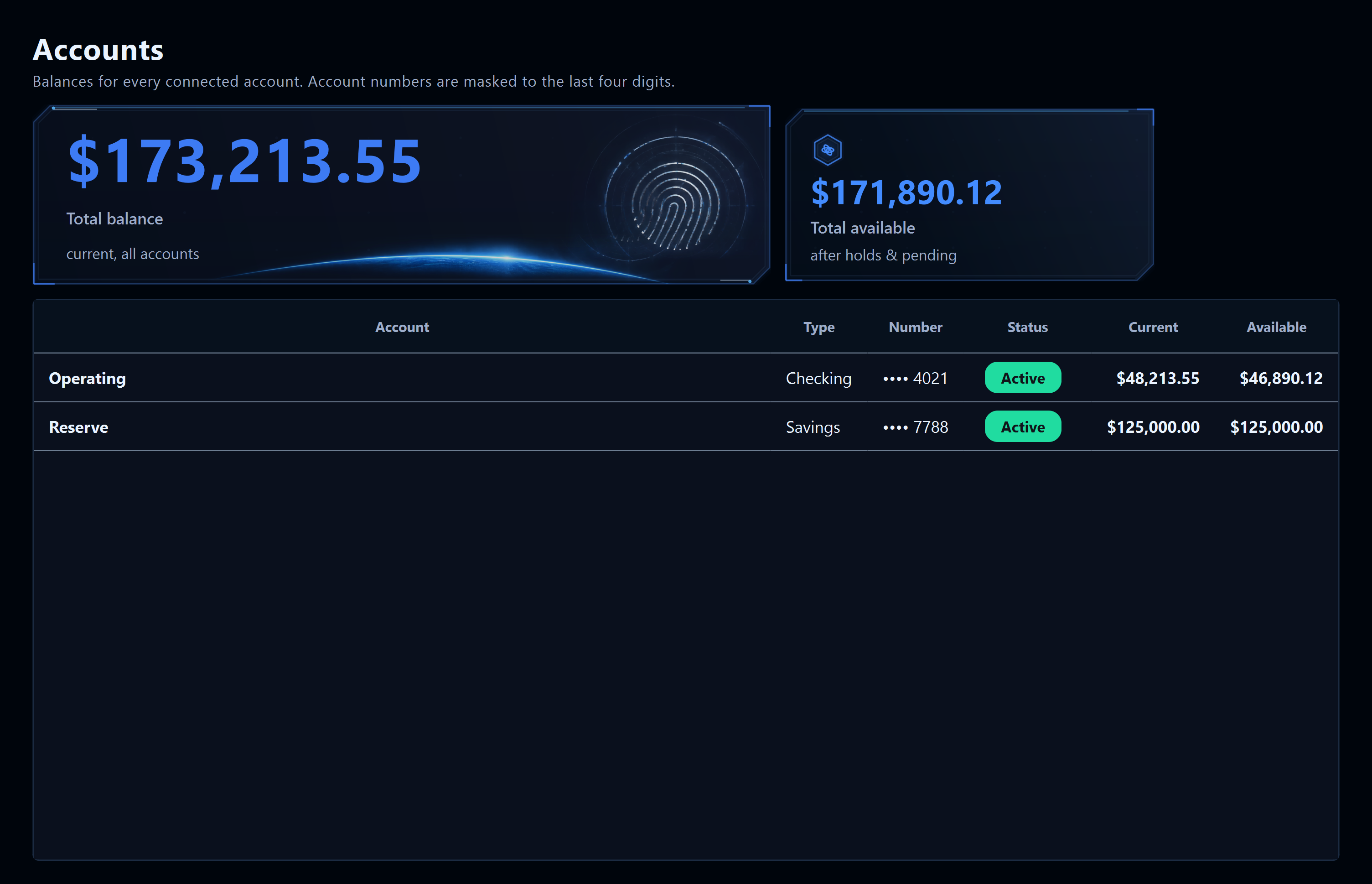 Xardas Vault accounts — A secure, read-only desktop dashboard for your online bank accounts — it shows everything and can move nothing.
